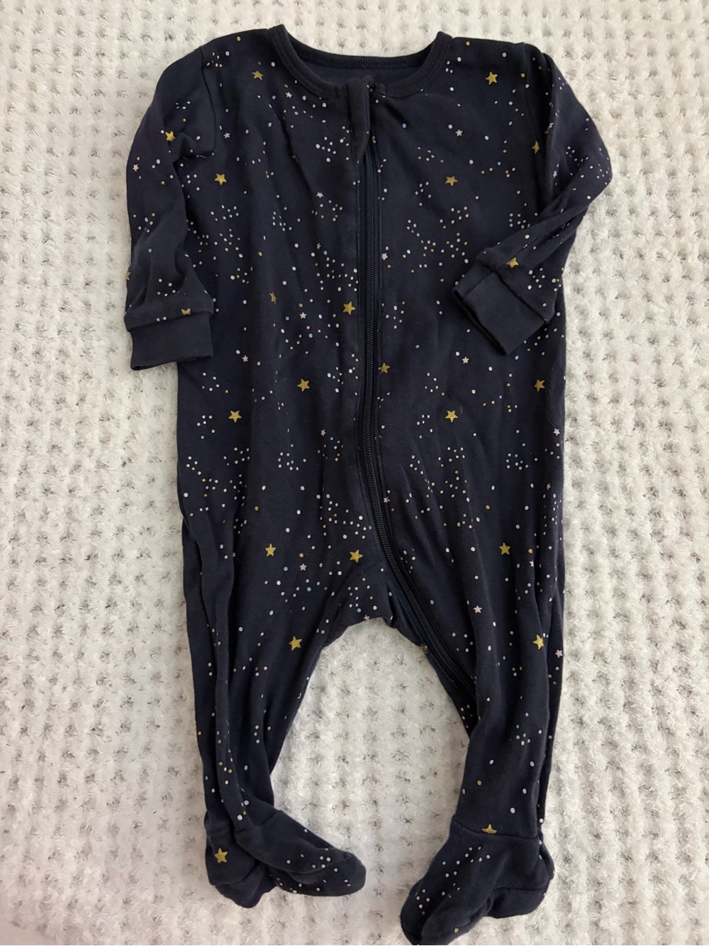 Petit Lem Navy Star-Print Footed One-Piece